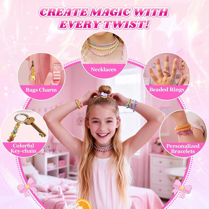 Unicorn Toys for Girls Age 4-6 6-8 8-12, 2-in-1 Friendship Bracelet Making Kit - Image 3