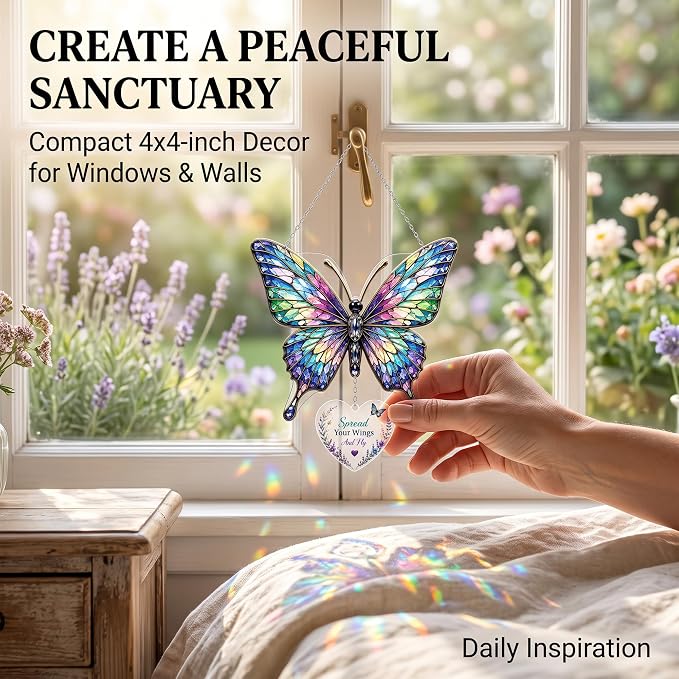 Devory Butterfly Suncatchers for Windows, 4 Inch Acrylic Decorative Hanging - Image 9