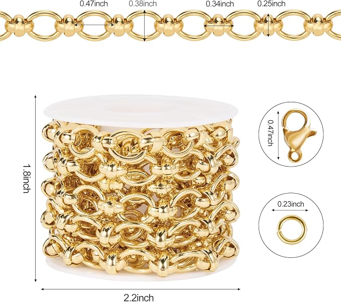 6.5FT Shiny Gold Plated Jewelry Roll of Chains - Image 4