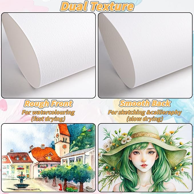 150 Sheets Cotton Watercolor Paper 8.5x11 Inch 230GSM Art Paper Bulk | - Image 3