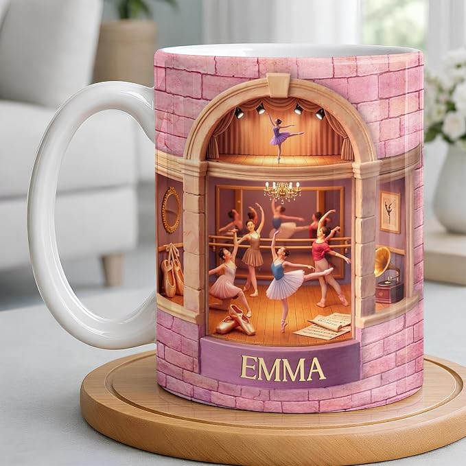 Personalized Ballerina Mug, Custom Name Dance Gift - Image 2