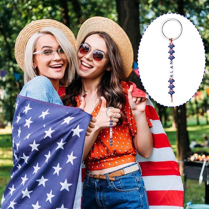 Landical 564 Pcs 4th of July Keychain Craft Kit DIY Patriotic Bead Keychain - Image 8