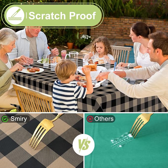 Smiry Rectangle Table Cloth, Waterproof Vinyl Tablecloth - Image 5