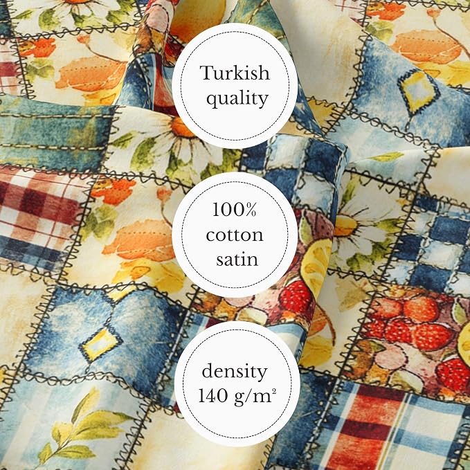 Patchwork Cotton Fabric Panel 61 x 36.6 Inches, Lemon Fruit Quilt Style Pattern - Image 4