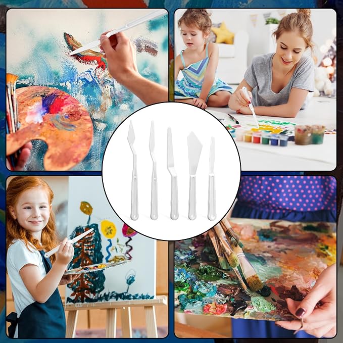 5Pcs Plastic Spatula Palette Knives, Palette Knives Set Thin and Flexible Art - Image 5