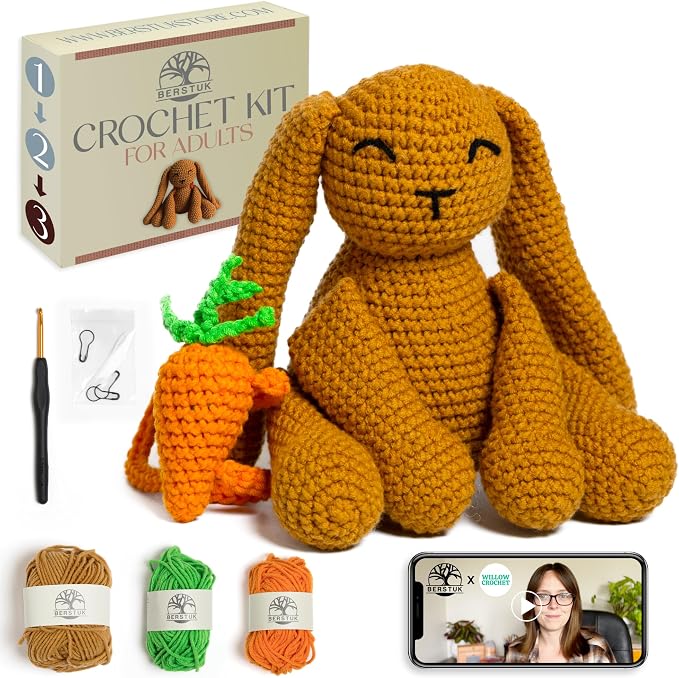 Amigurumi Bunny Crochet Kit for Improvers & Advanced, Crochet Animal Kit | by Berstuk-CreateArtEverybodyLoves