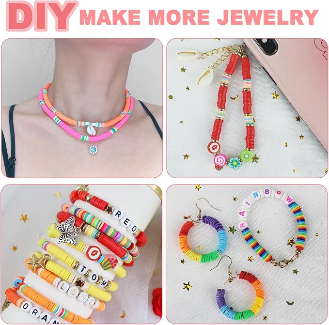 Redtwo 5100 Clay Beads Bracelet Making Kit, Flat Preppy Beads - Image 3