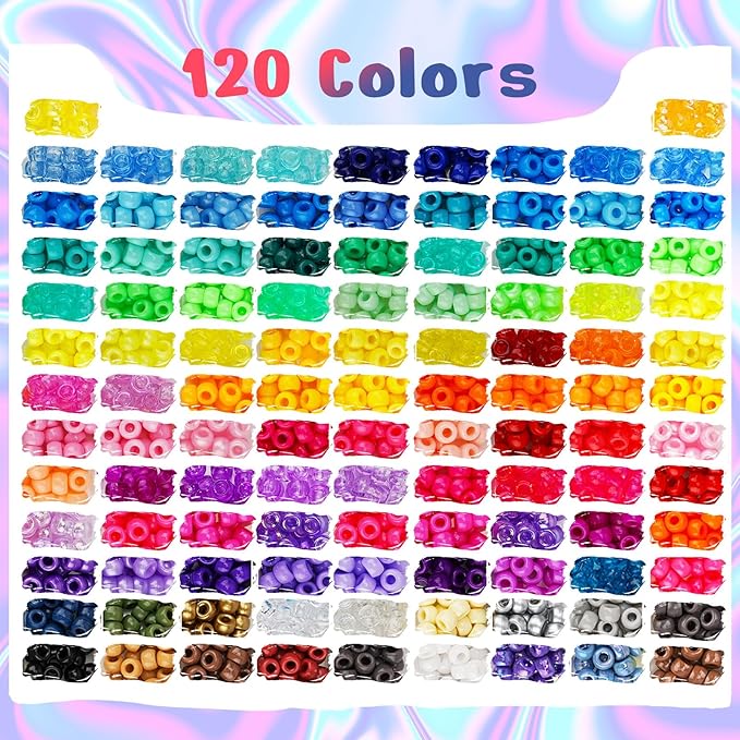 Dowsabel 6 Boxes 120 Colors Pony Beads Bracelet Making Kit, Beads - Image 2