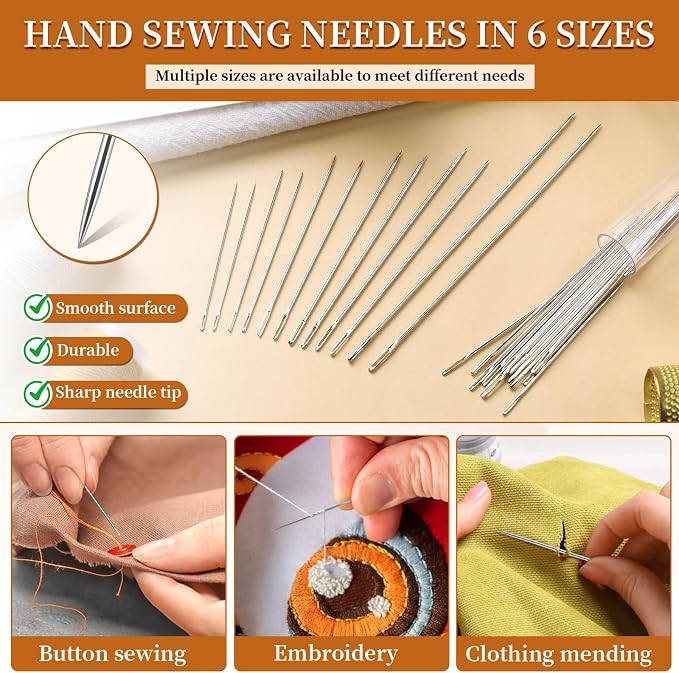 42 PCS Big Eye Steel Sewing Needles Kit, 6 Size Steel Needles - Image 3