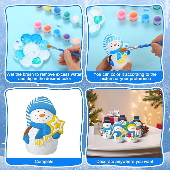 Soulchen 8 Sets Winter Snowman Ceramics to Paint Ready to Paint Your Own - Image 4