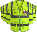 JKSafety 9 Pockets Class 2 High Visibility Zipper Front 6 Pack Safety Vest With Reflective Strips,Meets ANSI/ISEA Standard （155 Yellow XXL