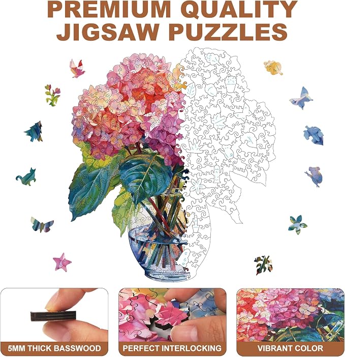 300 Pieces Flowers Wooden Puzzles - Image 3