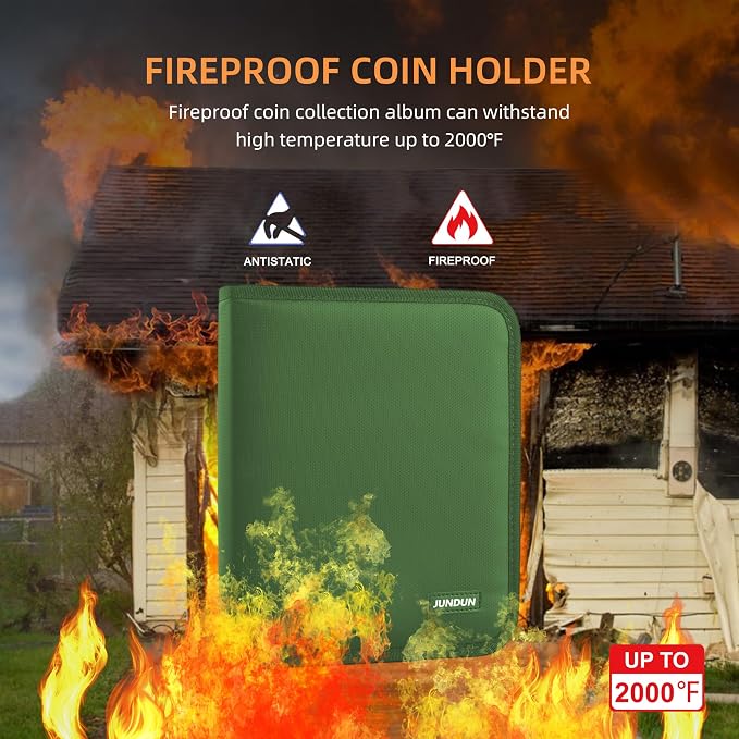 Coin Collection Book for Collector 260 Pockets Fireproof | :Coin Collection - Image 2
