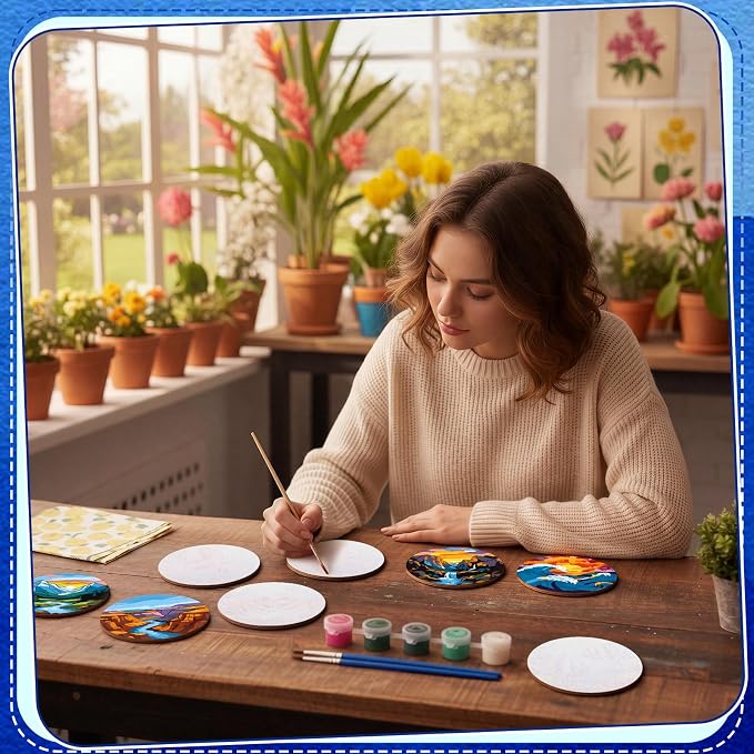 Reallnaive 8 Pcs Mountain Paint by Numbers Coasters Kit - Image 6