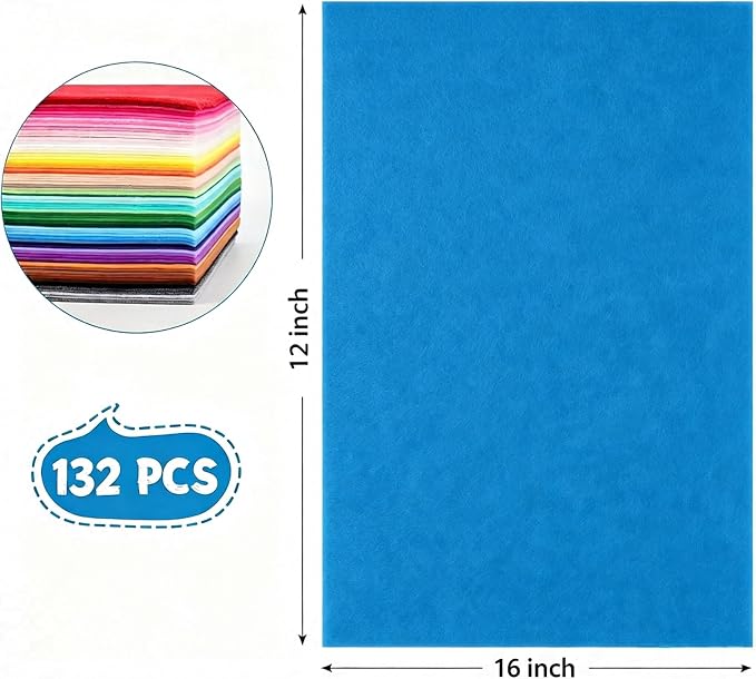 12x16Inch 132Pcs Felt Sheets for Crafts, 40 Colors Craft Supplies, 1mm Thick - Image 2