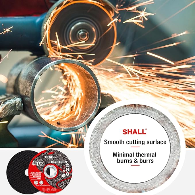 SHALL 50-Pack Cut Off Wheels 4 1/2 x 7/8 Inch, Cutting Wheel with Pouch for Angle Grinder, 4.5” Metal & Stainless Steel Fast Cutting Disc, Grinder Wheel for General Purpose Metal Cutting