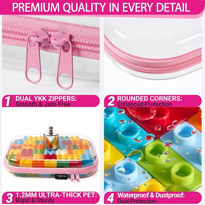 YQBRAO 4-Pack Clear Hard Shell Zipper Case, 1.2mm Ultra-Thick Diaper Bag - Image 5