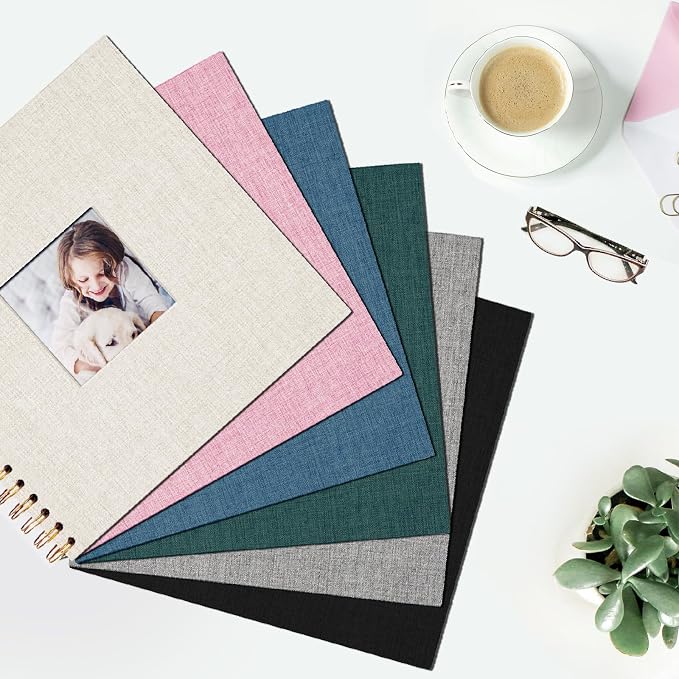 10 x 10 Inch Scrapbook Photo Album, Hardcover Kraft White Pages Arch Window - Image 7