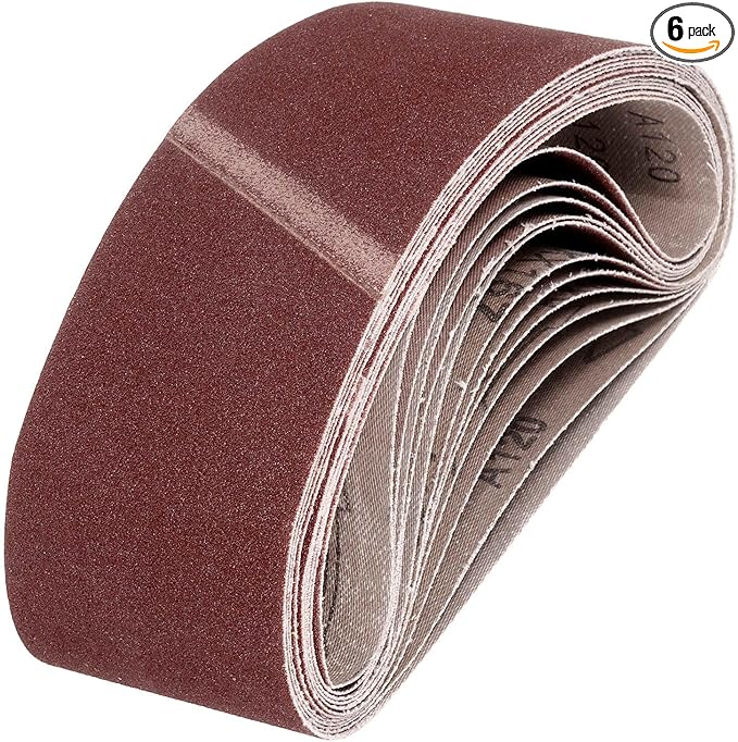 HARFINGTON 3 x 21 Inch Sanding Belts, 6 Pcs 120 Grits Aluminum Oxide Abrasive Belt Sander File Belt for Woodworking, Metal Polishing, Knife Sharpener