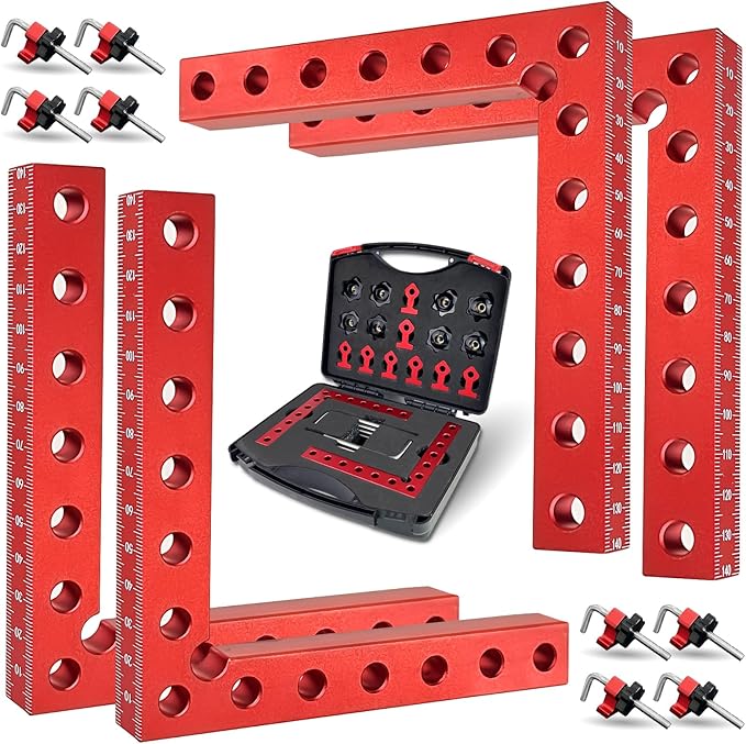 Corner Clamps for Woodworking - 90 Degree Clamp 4 Pack 5.5“x 5.5” Aluminum Alloy Right Angle for Woodworking Corner Clamp Toolsand Equipment L Square Aluminum Angle Clamp Tool