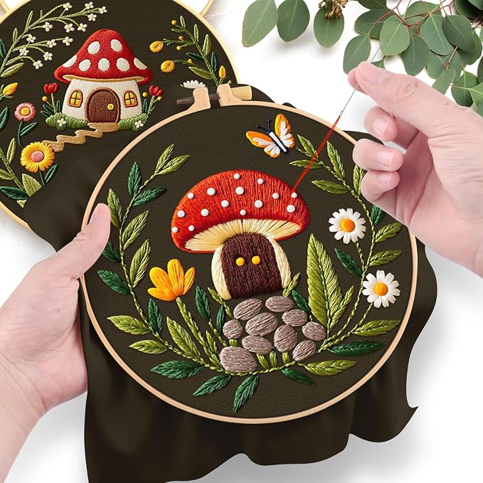 ERKOON Embroidery Kit for Beginners, 2 Set Flower Cross Stitch Set Include - Image 4