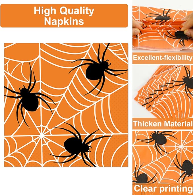 100 Pcs Spiderweb Party Plates and Napkins - Image 3