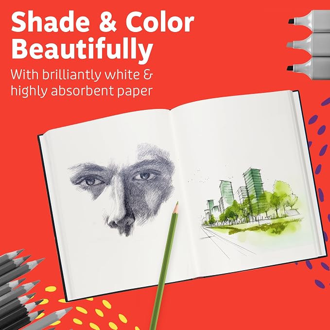 Artlicious Hardcover Sketch Book 2 Pack, 5.5" x 8" Black Drawing Books - Image 7