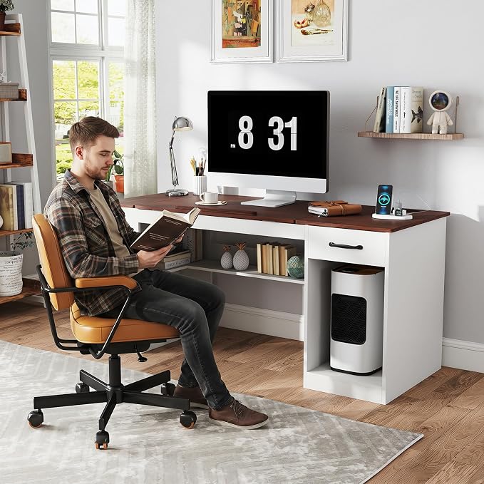 Verano Garden 55.1" Drafting Table, Craft Art Table, Computer Desk | Storage - Image 8