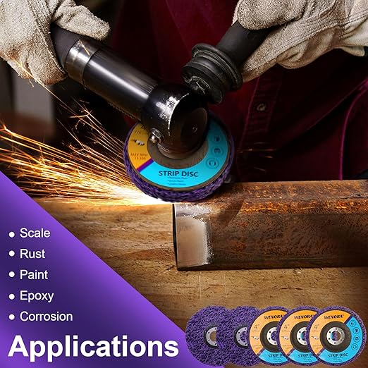 10 Pack 4" x 5/8" Strip Discs Stripping Wheel, Rust Remover Discs for Angle Grinder,Clean and Remove Paint Coating Rust Welds Oxidation(Purple)