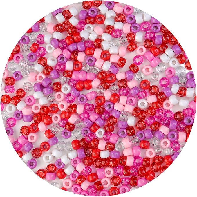1000PCS 6x9mm Valentine's Day Red Theme Pony Beads Bulk, Kandi Beads - Image 2