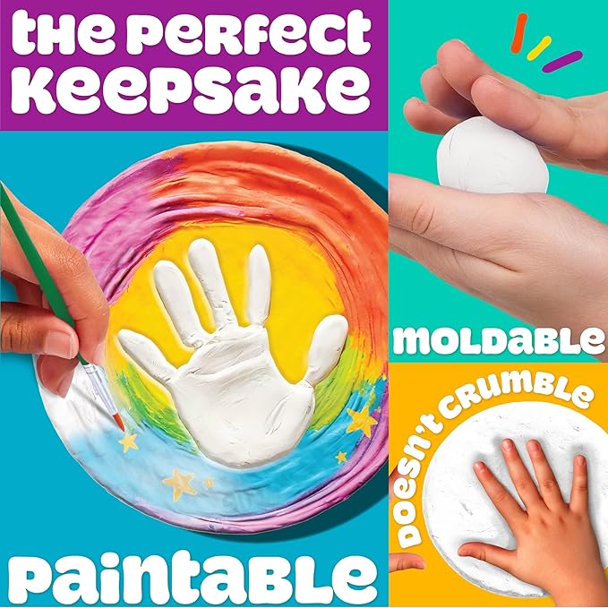 Play-Doh Air Dry Clay Handprint Stone, Includes Reusable Mold, 5 Acrylic Paints - Image 2