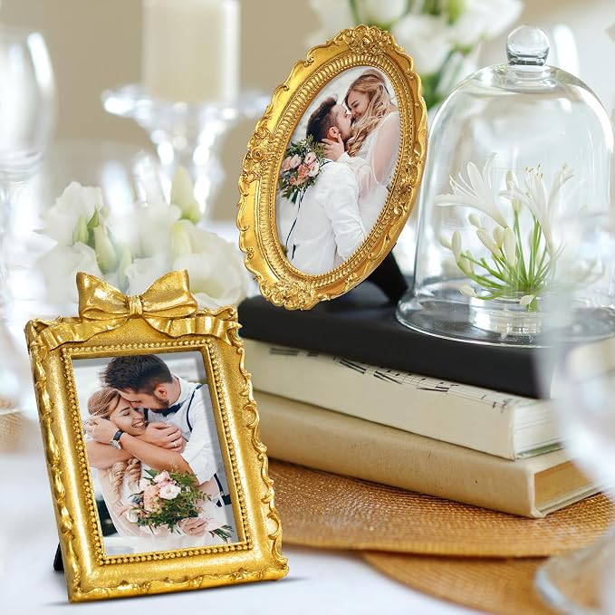Vicenpal 9 Pcs Tiny Picture Ornate Frames 4 x 6 Inch Small Vintage Oval Picture - Image 4