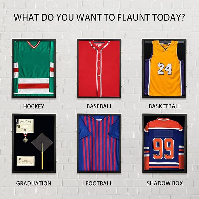 Jersey Frame Display Case, Large Lockable Shadow Box Sports Jersey Frame - Image 7