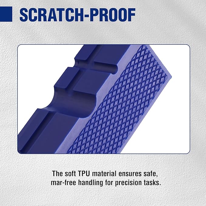 WORKPRO 6" Magnetic Vise Jaw Pads, TPU Soft Grips with Dual-Sided V-Groove & Flat Design, Ideal for Drill Press, Bench Clamp, Metalworking and Woodworking