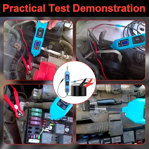 Multifunctional Car Circuit Tester,Digital Display Short Circuit Finder,6-24V AC/DC Car Power Tester, Component Activation Electrical Tester for Trailer Lights Testing/Continuity Testing