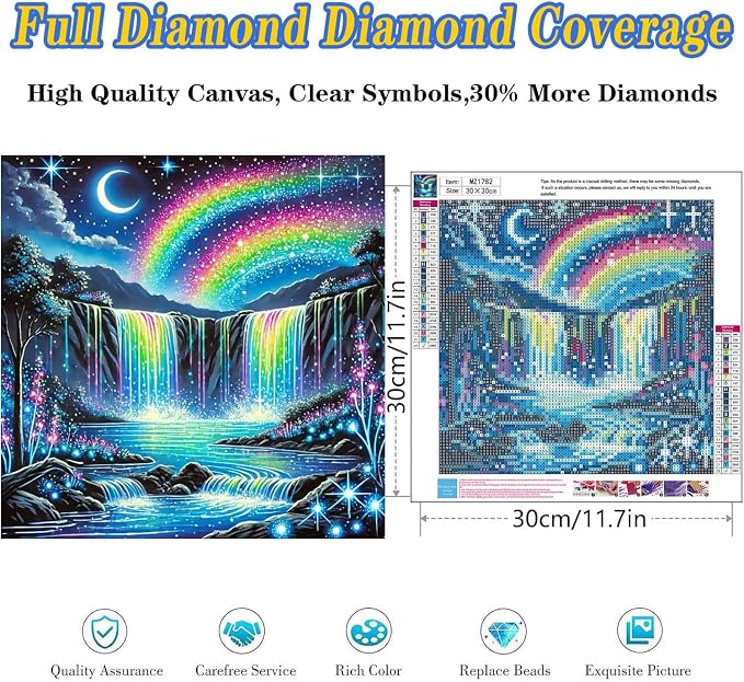 Landscape Diamond Art Kits for Adults, Full Drill Waterfall Diamond Painting - Image 2