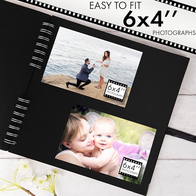Bstorify 10 x 10 Inches Scrapbook Album 70 Pages Black Thick Kraft Paper Corner - Image 4
