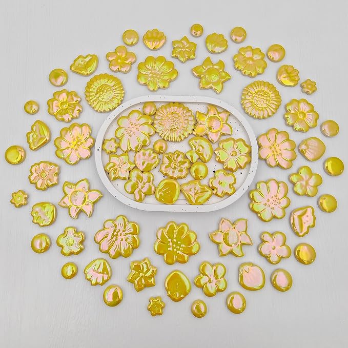 500g/1.1lb Ceramic Mosaic Tiles Mixed Shapes of Flowers, Mushrooms - Image 8