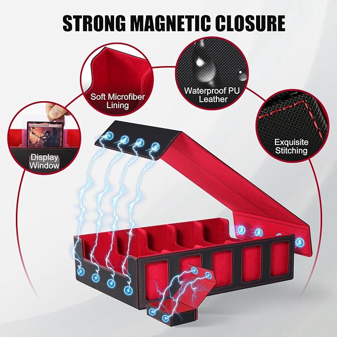 Trading Card Storage Box with Commander Display, 5-Row Deck Case with Removable - Image 4