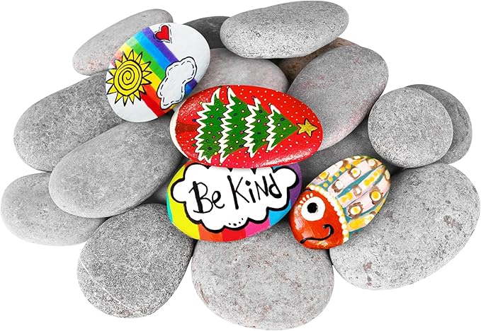 River Rocks for Painting 20 Pcs Large 2-3 Inch Flat Smooth Painting Stones by dojobkinb