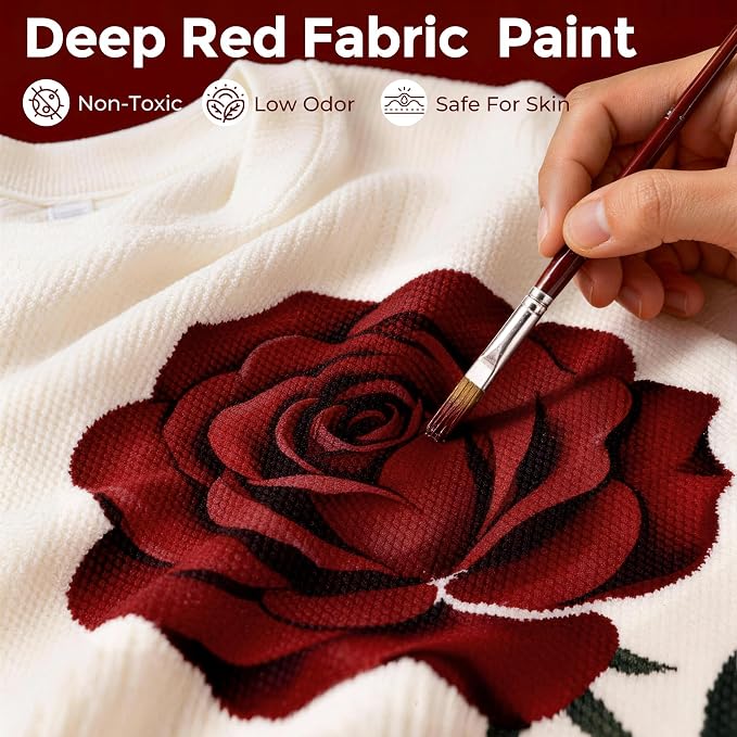 Nicpro Dark Red Fabric Paint, 8.45 oz Fabric Paint - Image 3