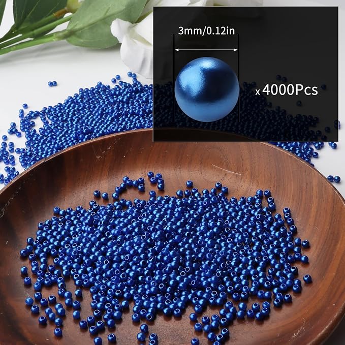 4000pcs Blue 3mm Pearl Beads - Image 2