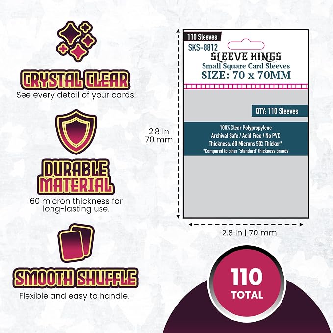 Sleeve Kings Standard Card Sleeves – 110 Count, Medium Square Size, Compatible - Image 4