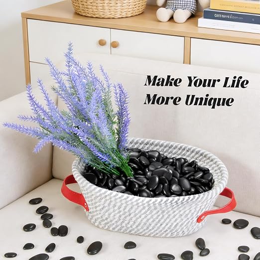 5 lb Natural Polished Black Pebbles, 3/8-1/2 Inch Decorative White Rocks - Image 3