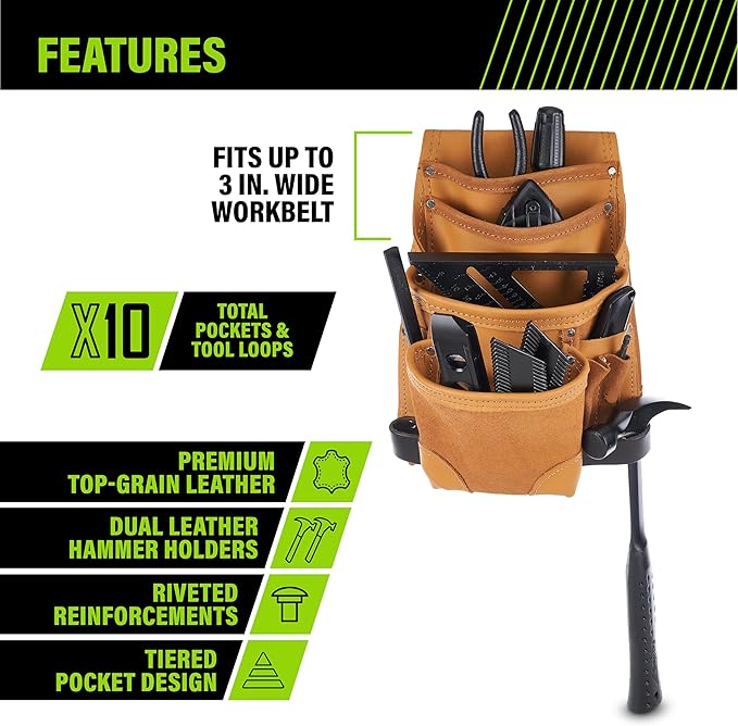 AWP Tool Pouch, Electrician Tool Pouch, Premium, Professional Multi-Pocket Organizer
