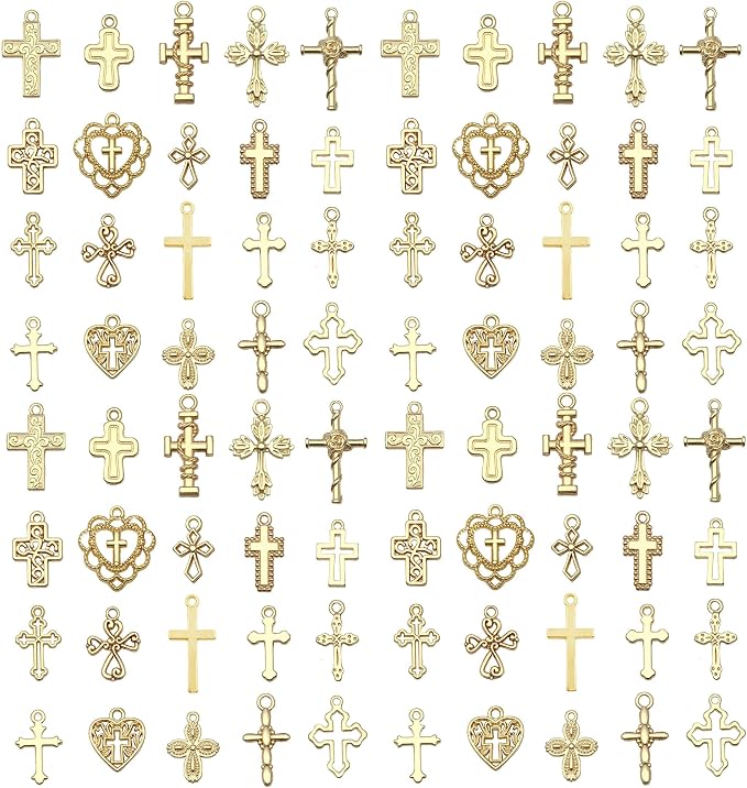 WOCRAFT 60pcs KC Gold Cross Bracelet Charms by WOCRAFT