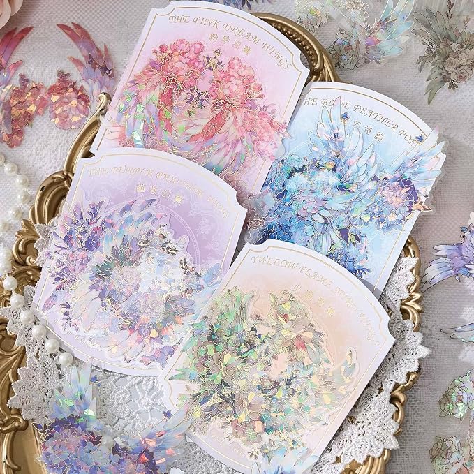 40Pcs Large Gilt Flower Wings Stickers - Image 2