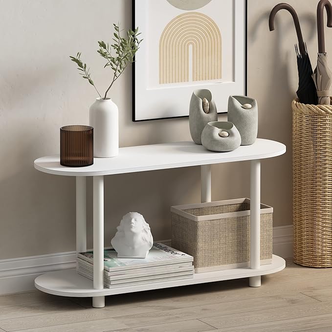Furinno Turn-N-Tube No Tools Modern Oval Side Table - Image 2