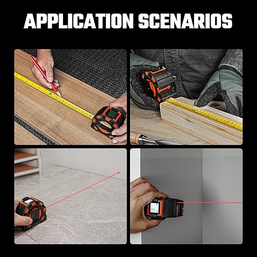 MILESEEY 2-in-1 Laser Measuring Tape, 16Ft Tape Measure & 131Ft Rechargeable Laser Measurement Tool with Backlit Display, Auto-Lock Tape with Magnetic Hook, M/Ft/in/Ft+in, 20 Groups Historical Memory