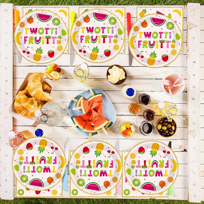 Qyeahkj 48Pcs Twotti Frutti Paper Plates and Napkins Summer Fruit 2nd Birthday - Image 5